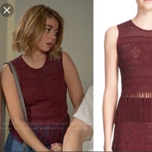 NWT A.L.C. Tucker Fringe Knit Top Size L